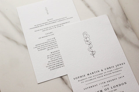 Eucalyptus wedding invitation & information card