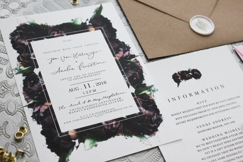 Wedding Invitation with info card - printed