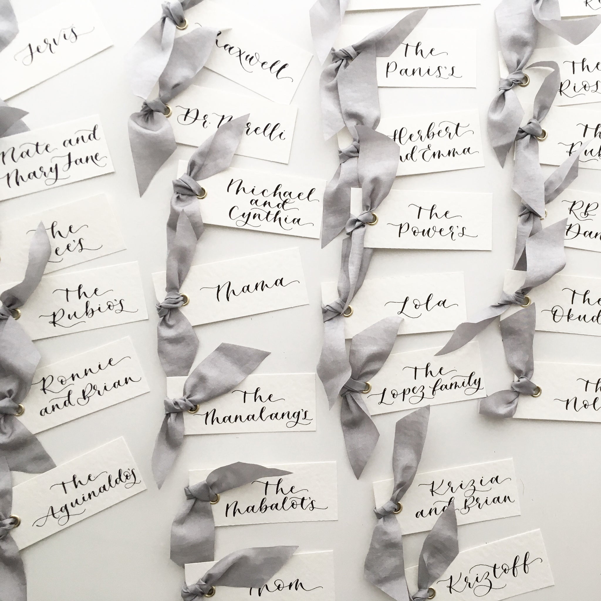 Grey Silk Place Cards