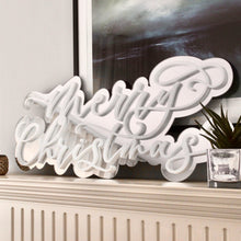 Load image into Gallery viewer, merry christmas sign on mantle