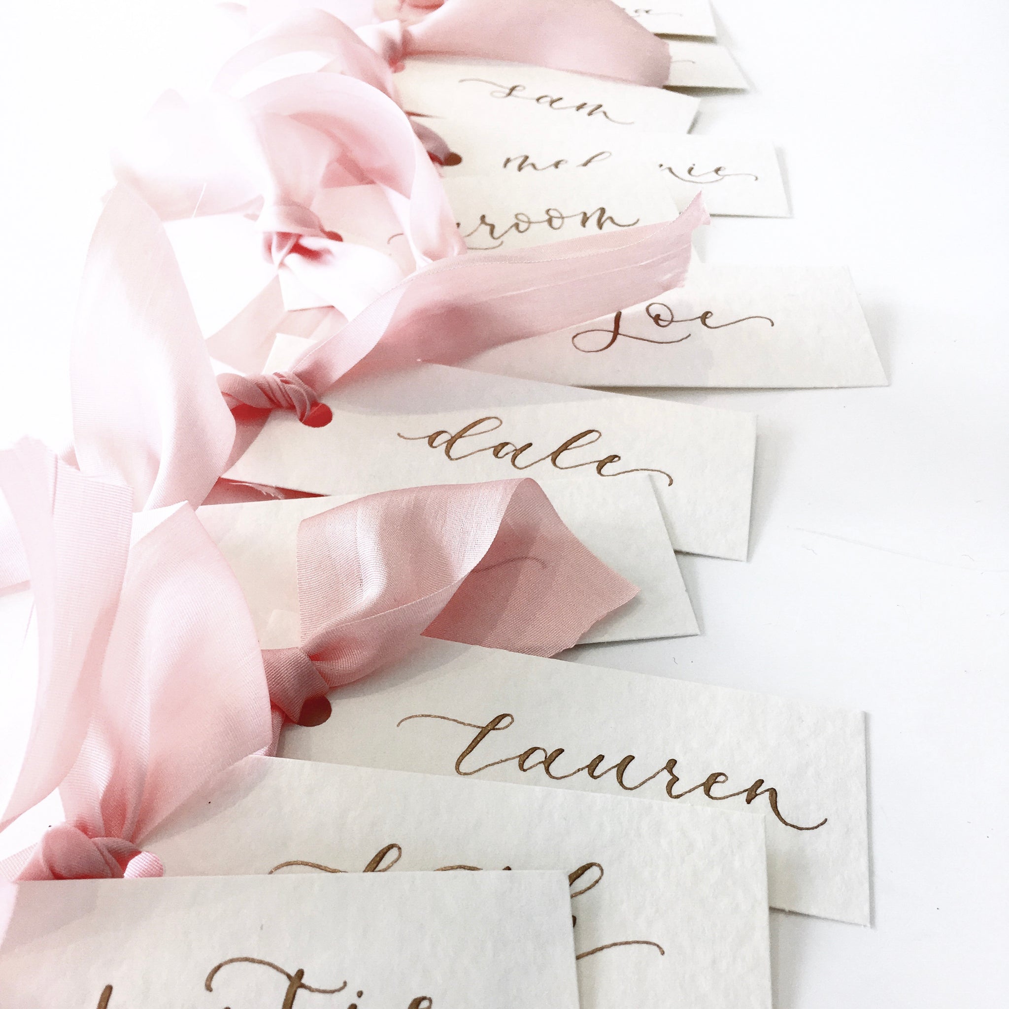 Pink Silk Place Cards