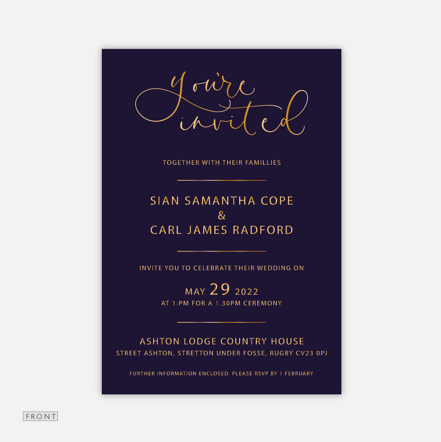 Plum & Gold - Wedding Invitation
