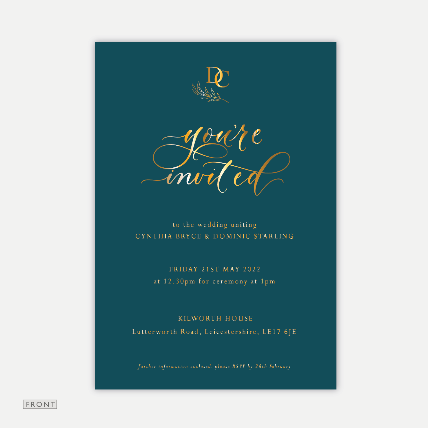 Teal Foliage - Wedding Invitation