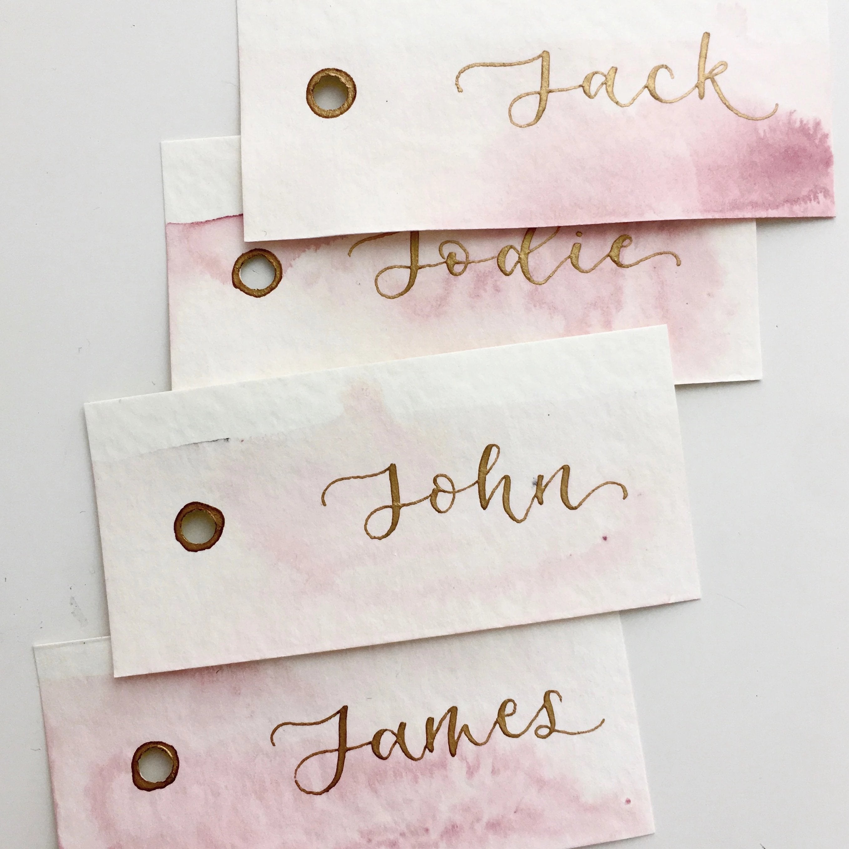 Pink Watercolour Place Cards