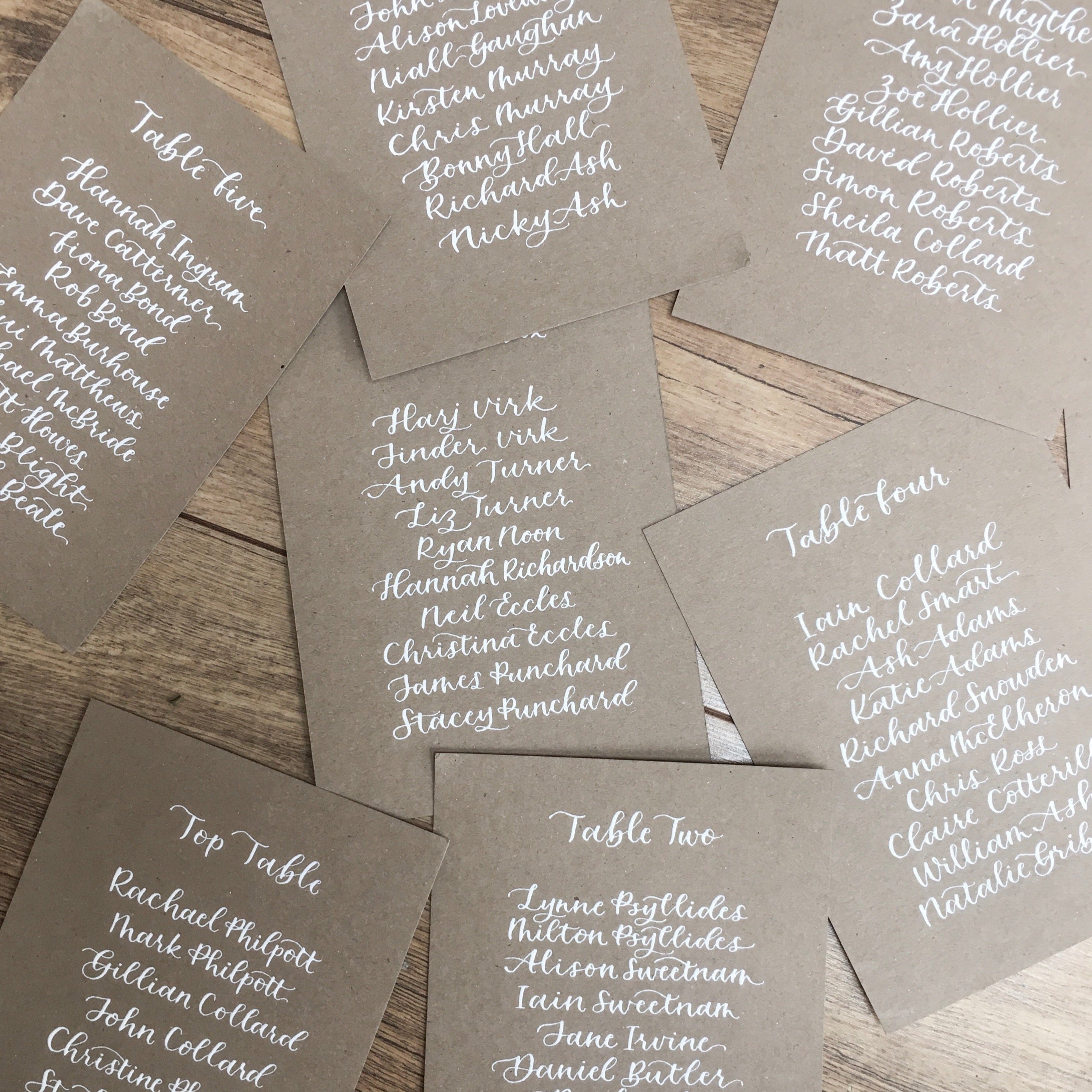 Kraft Table Plan Cards