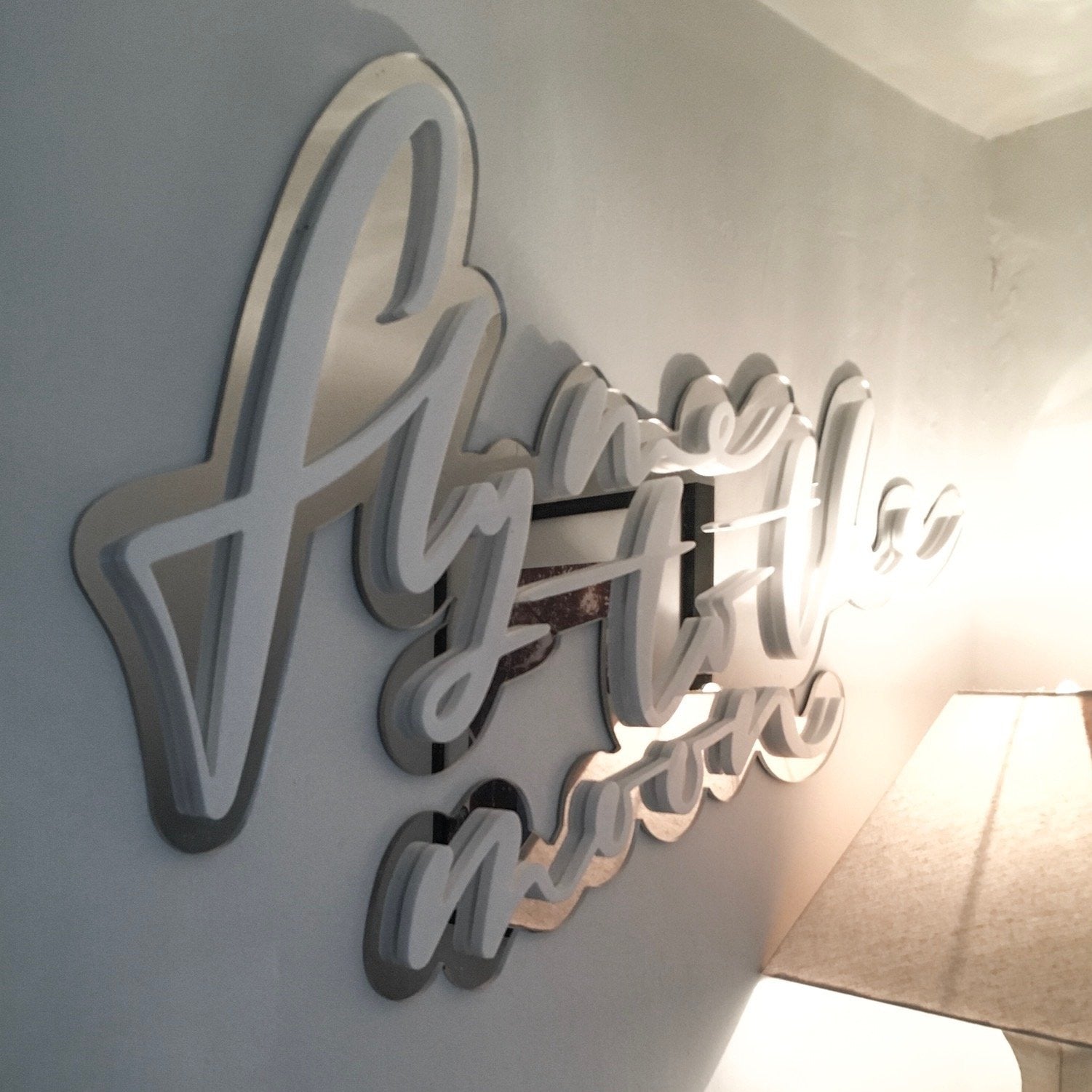 White Perspex Mirror Signage 'Fly me to the Moon'