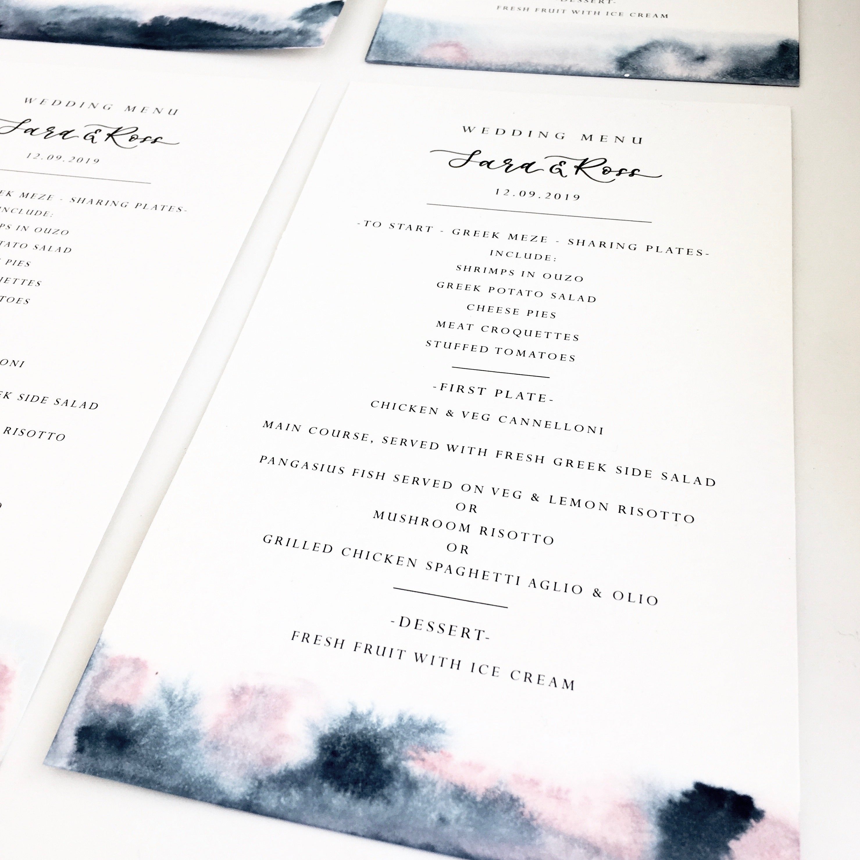 Watercolour Menu