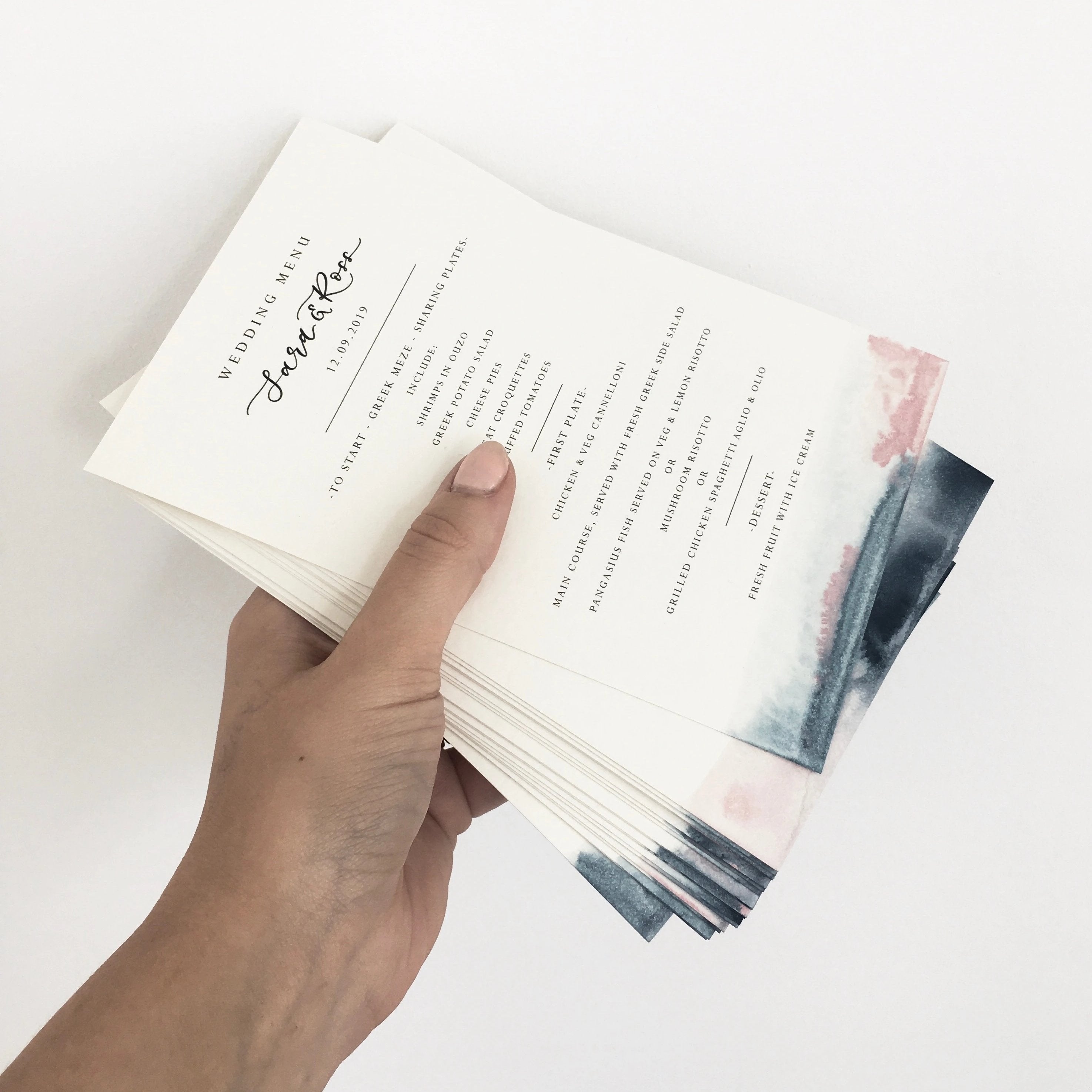 Watercolour Menu