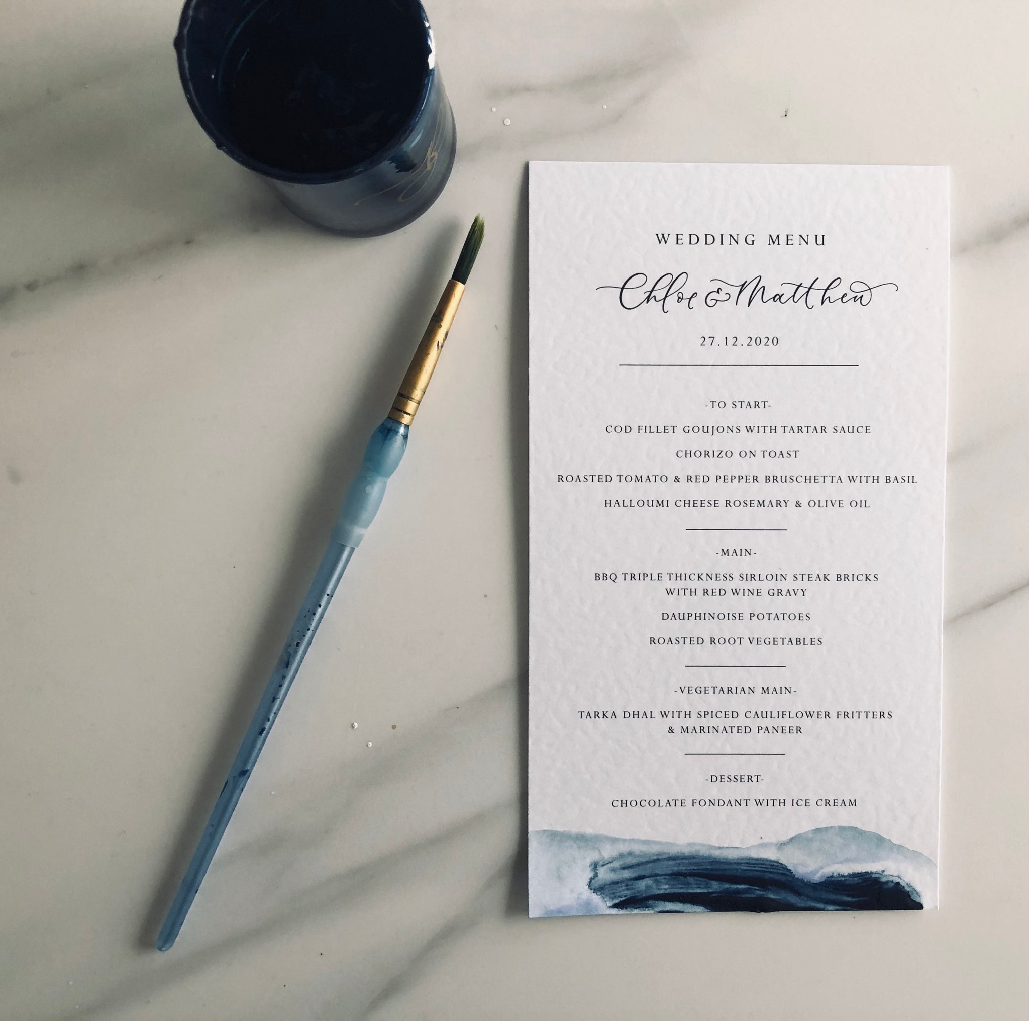 watercolour menu