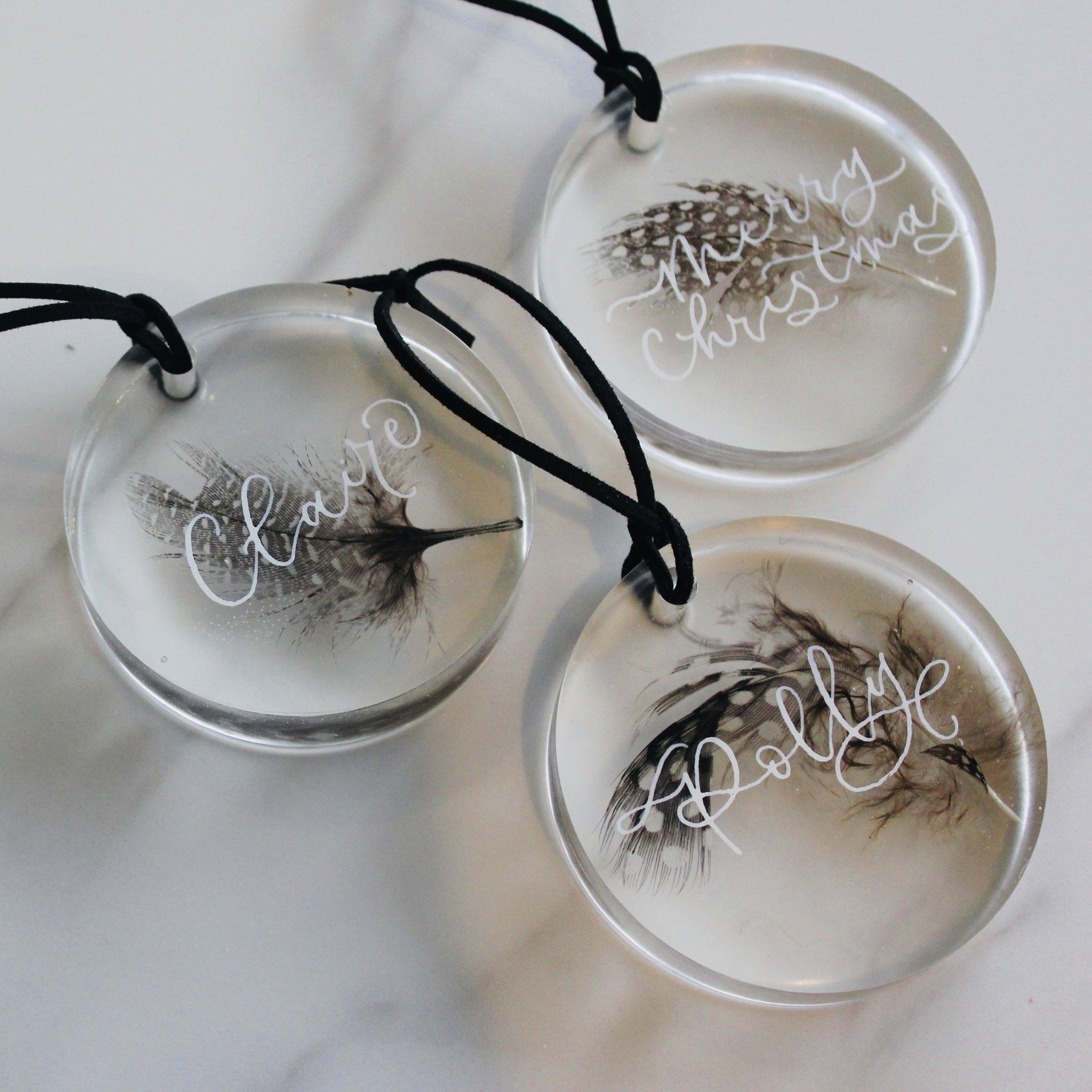 pheasant feather baubles