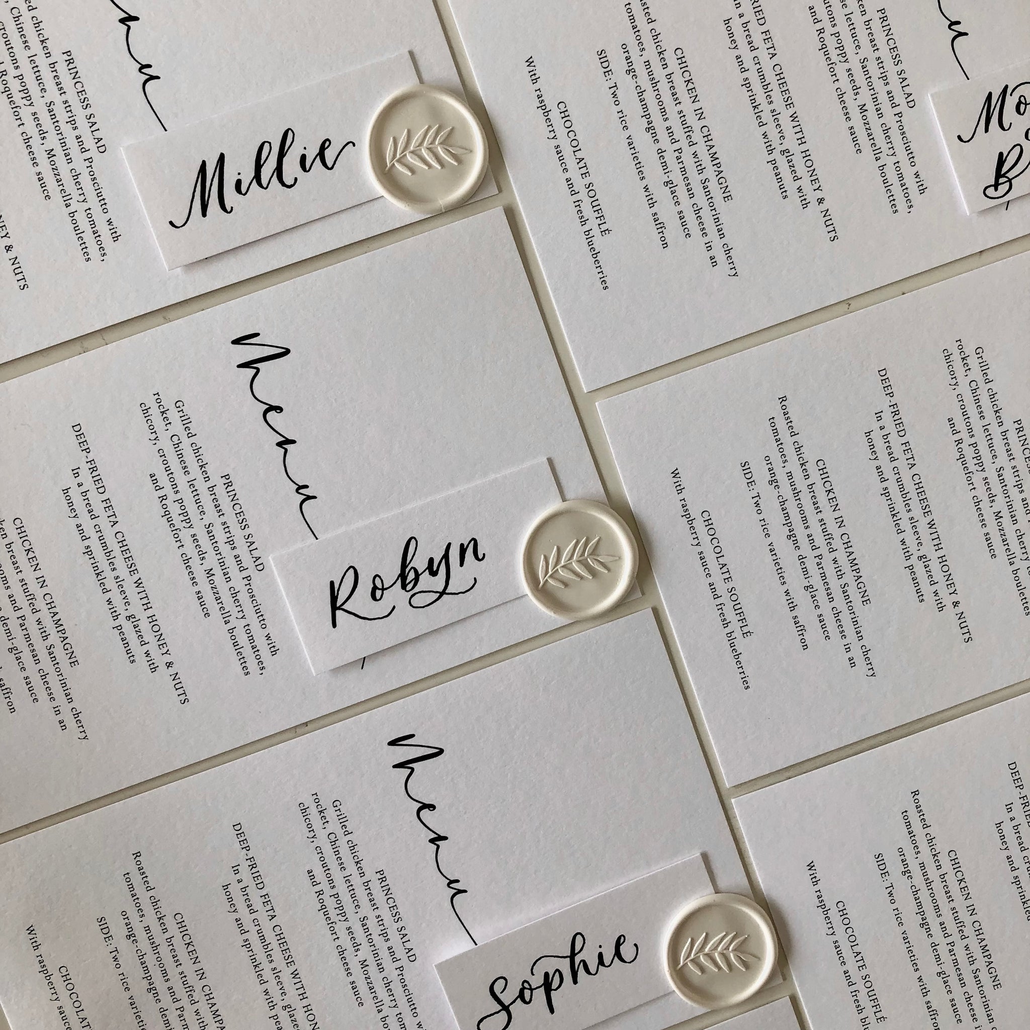 White Wedding menu