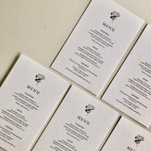 Load image into Gallery viewer, wedding menu with white rose