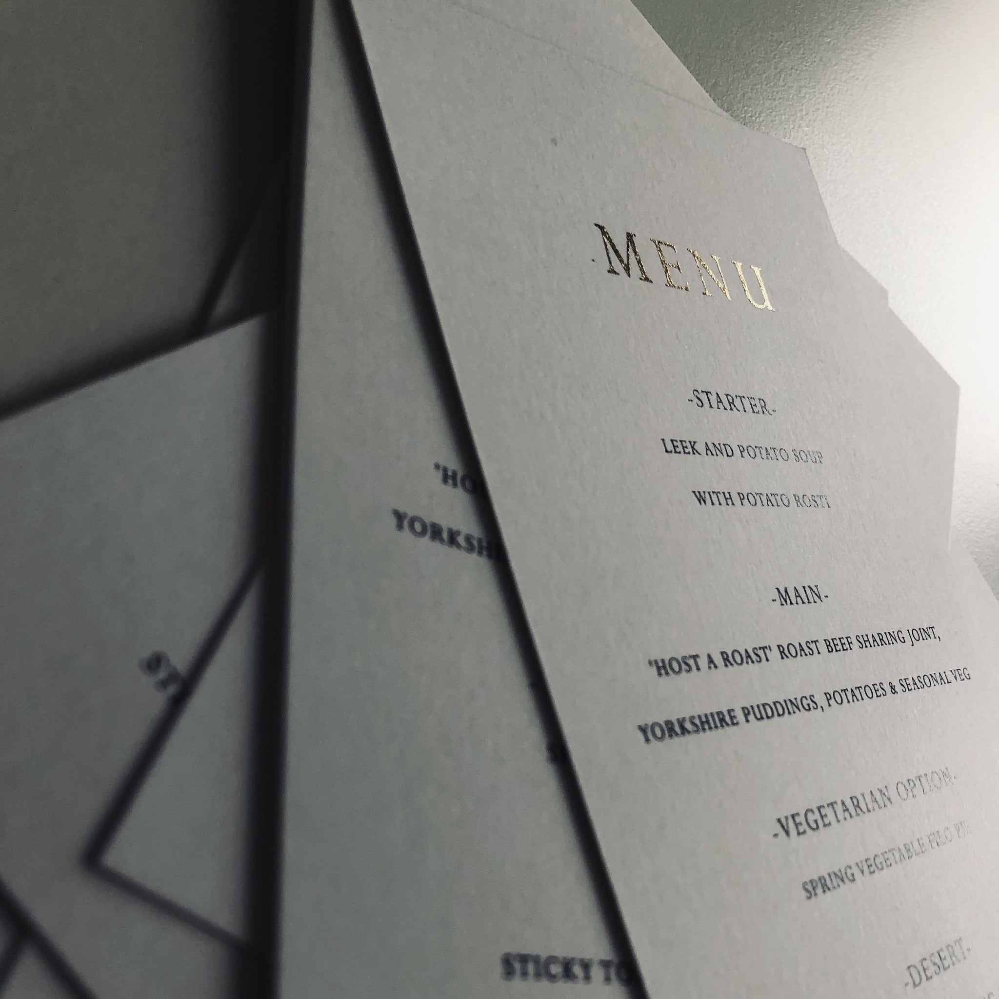 digitally gold foiled wedding menu