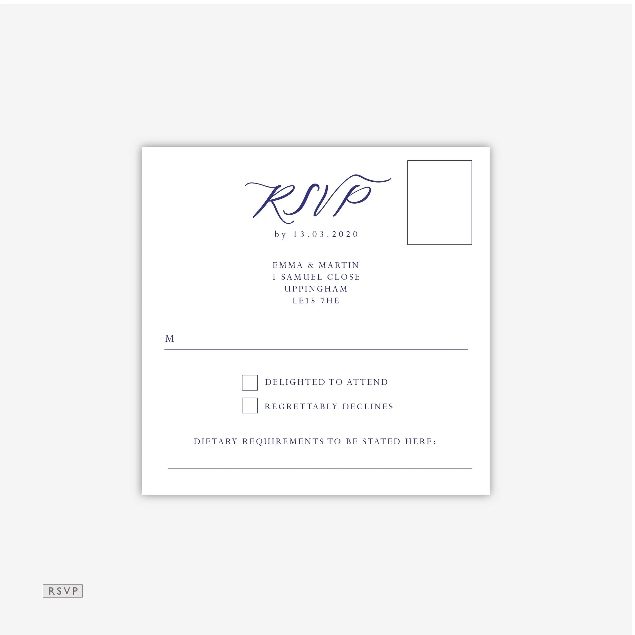 Blue Watercolour Wedding Invitation