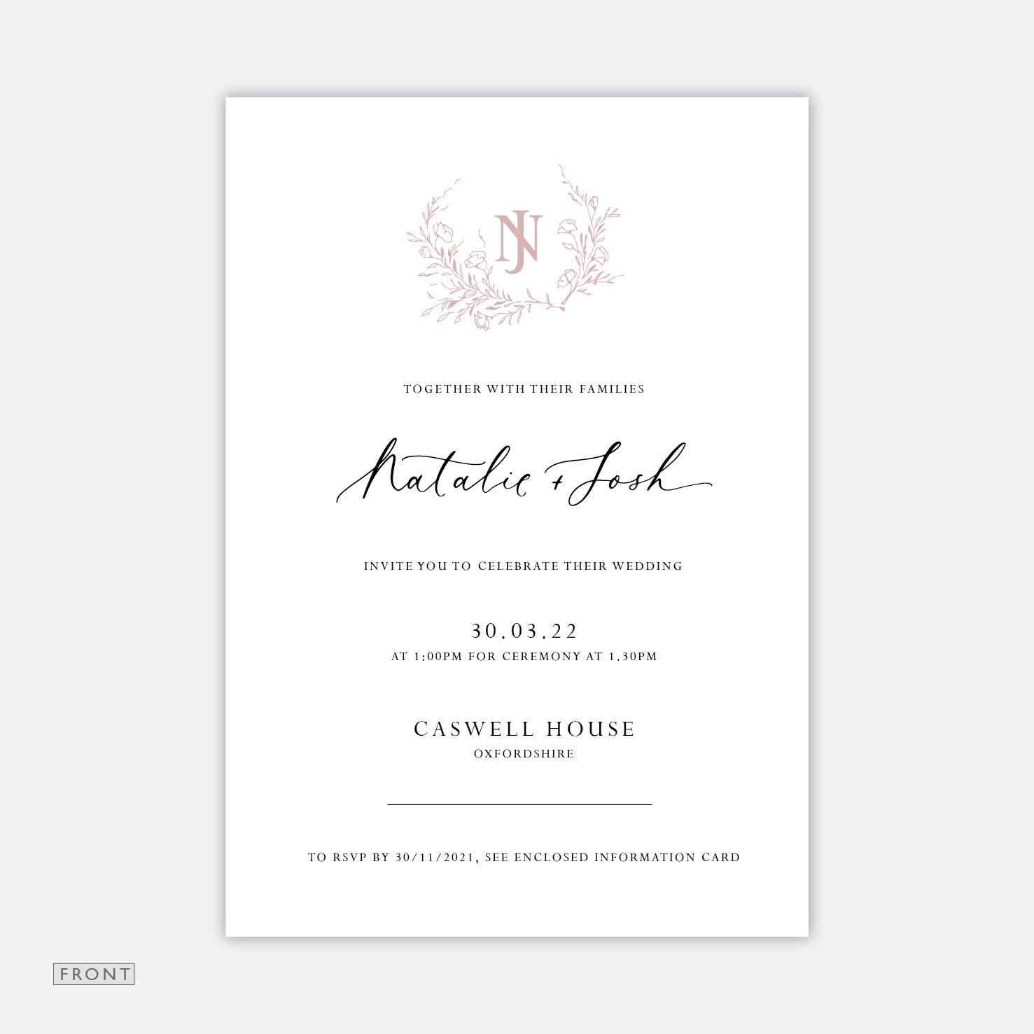 Floral Monogram - Wedding Invitation