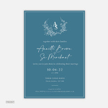 Load image into Gallery viewer, Blue Wreath Monogram - Wedding Invitation