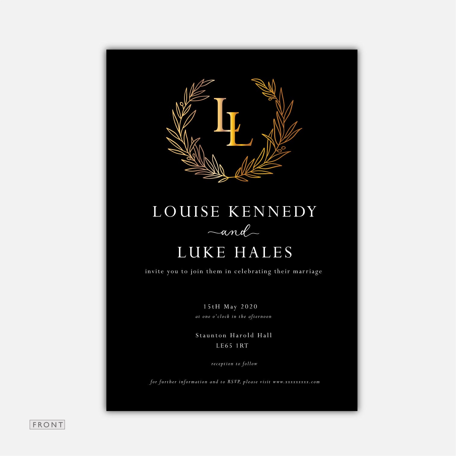 Monogrammed Wreath Wedding Invitation