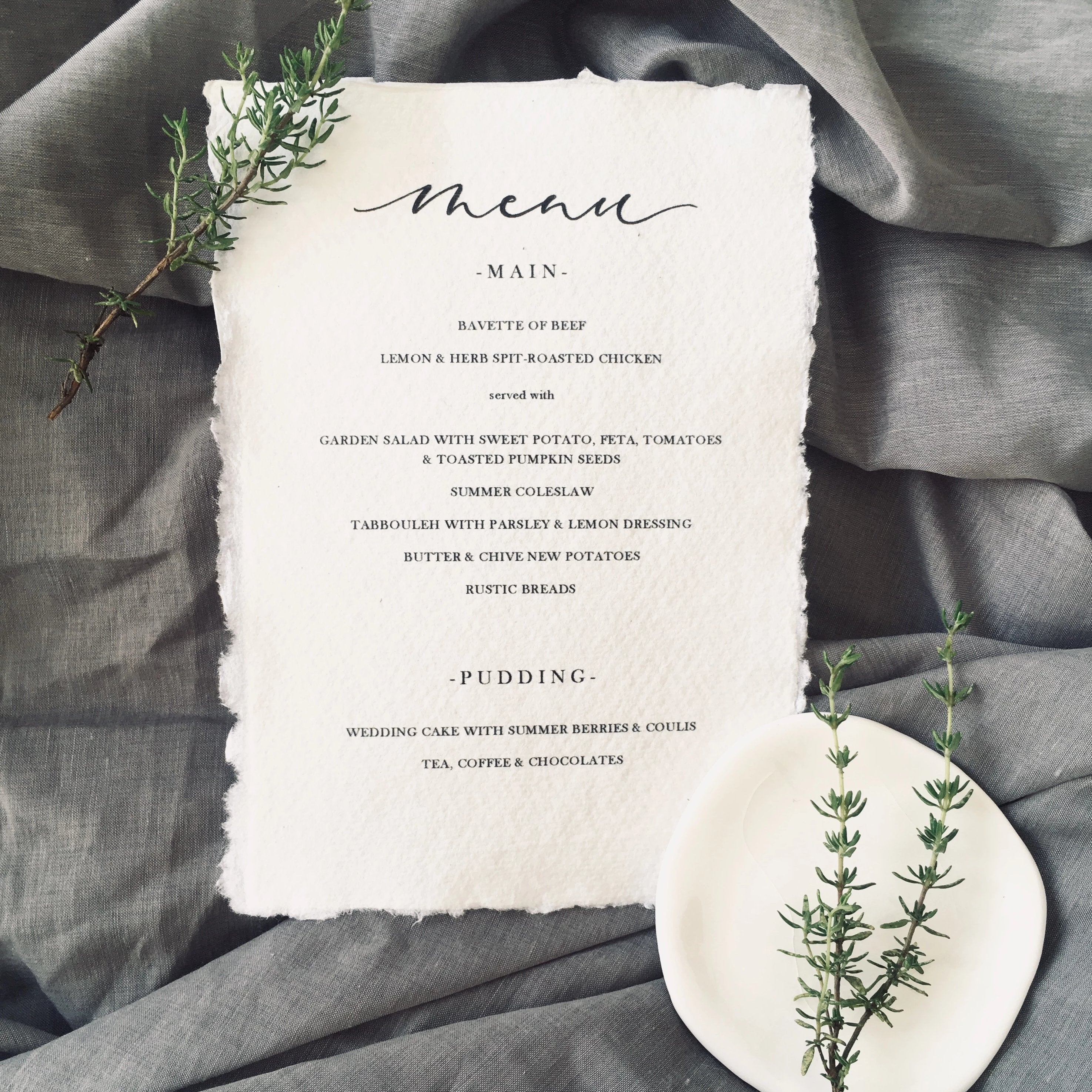 Cotton Rag Menu