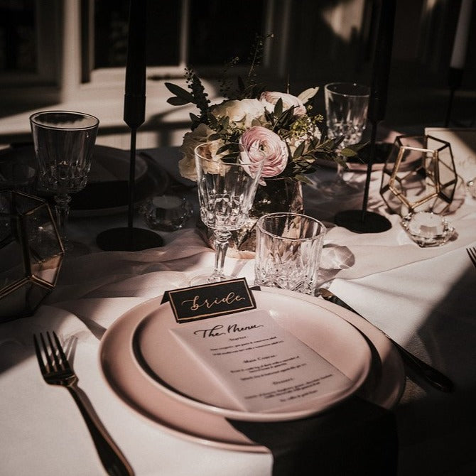 soft vellum wedding menu
