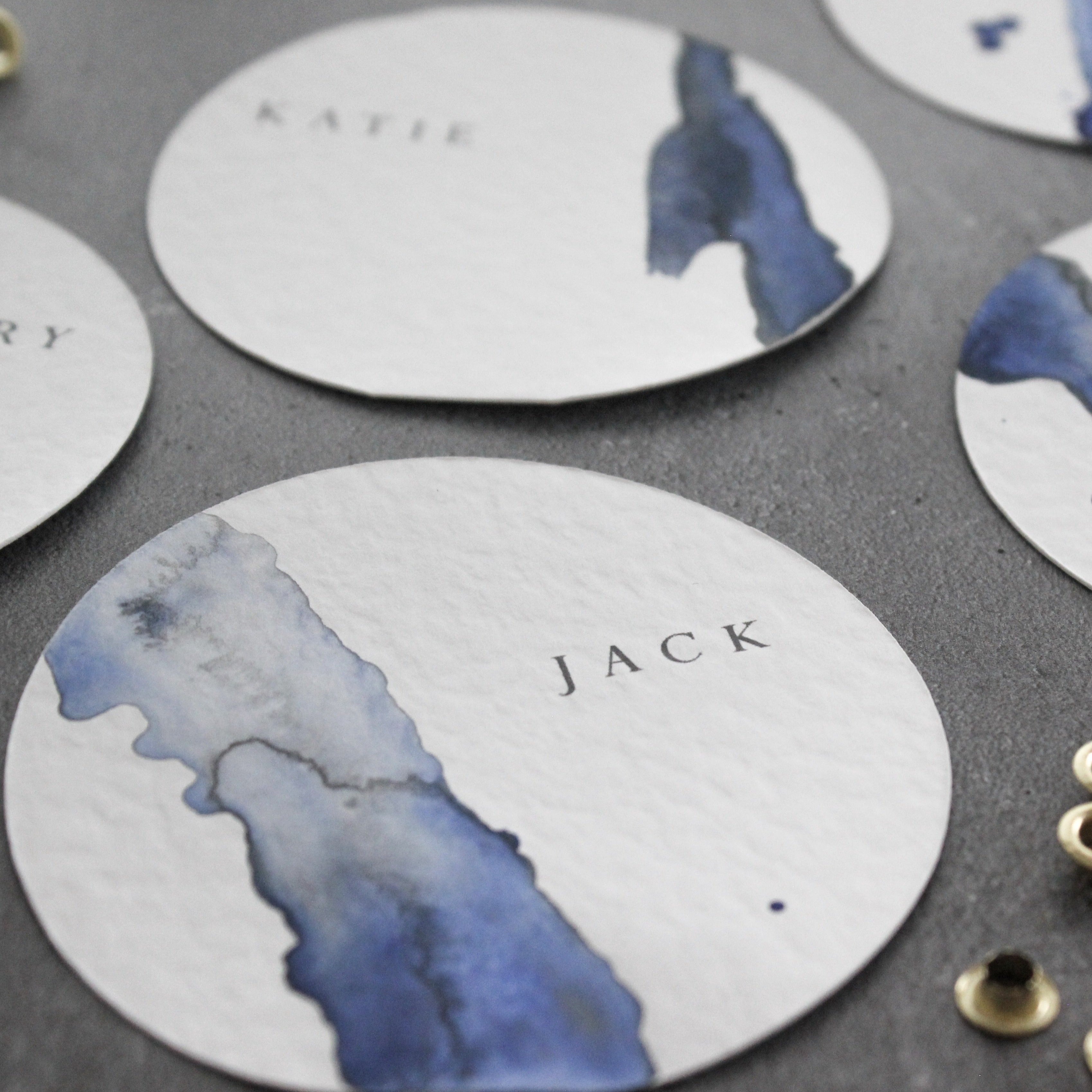 Blue Watercolour Place Cards