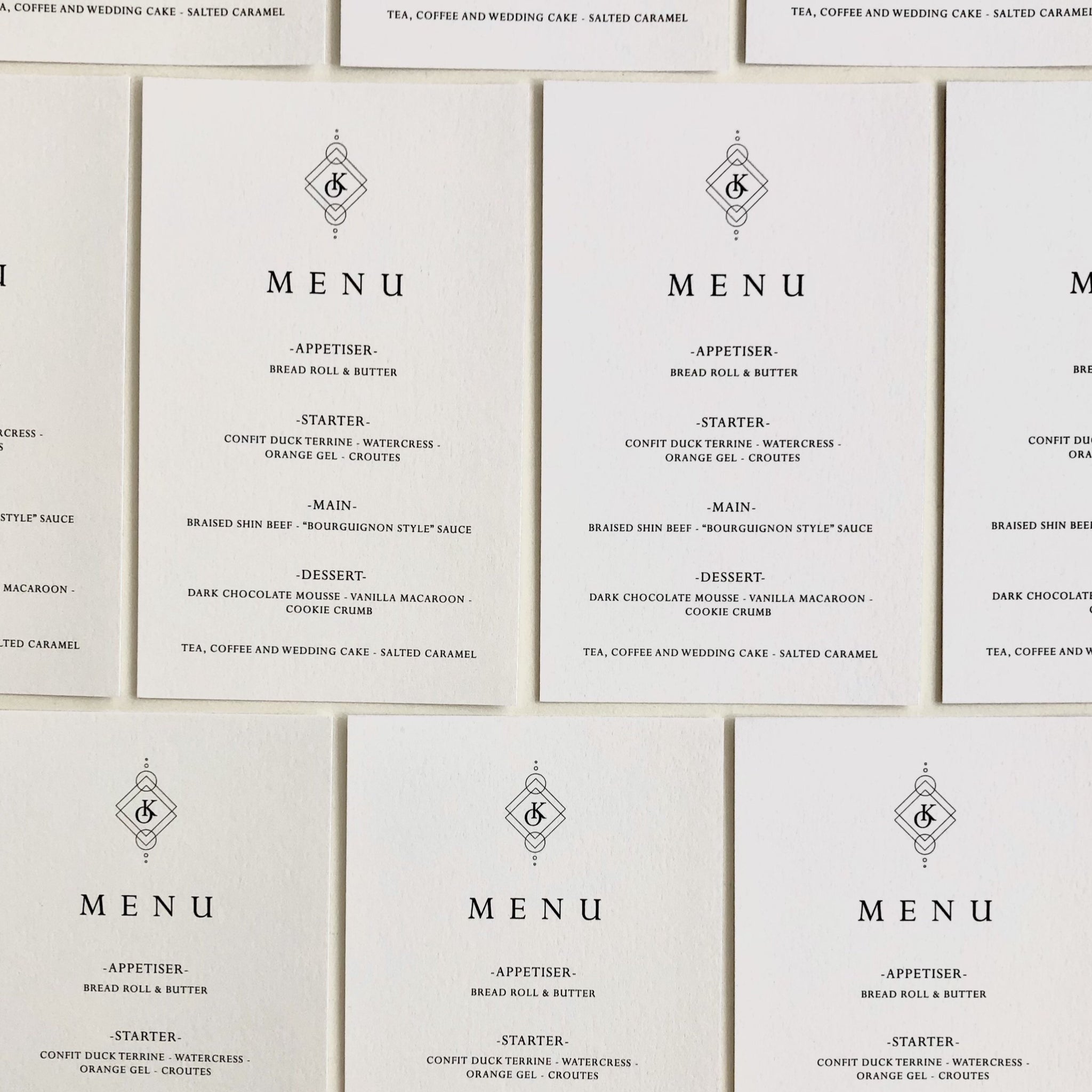 Wedding menu
