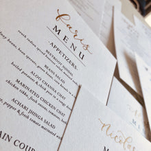 Load image into Gallery viewer, modern calligraphy wedding menu