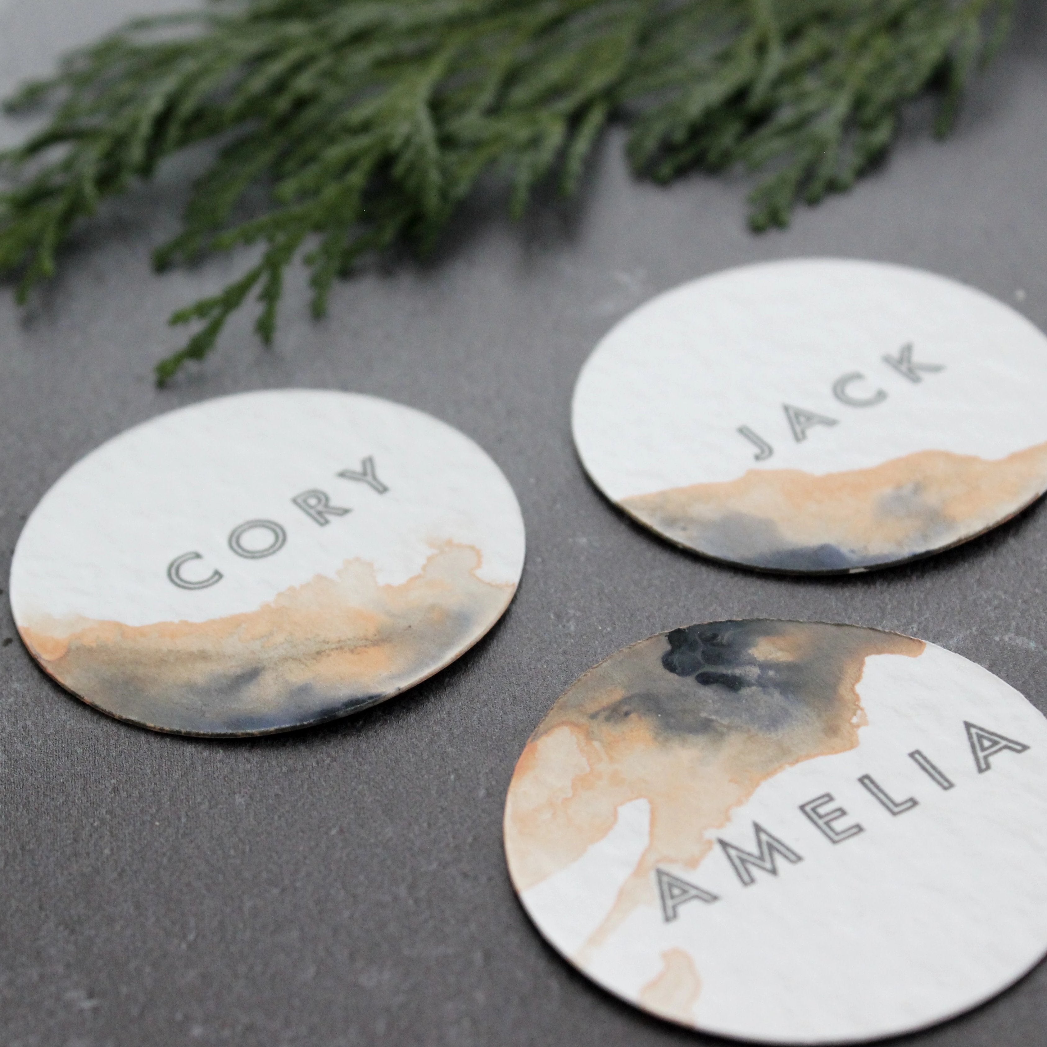 Peach Watercolour Place Cards