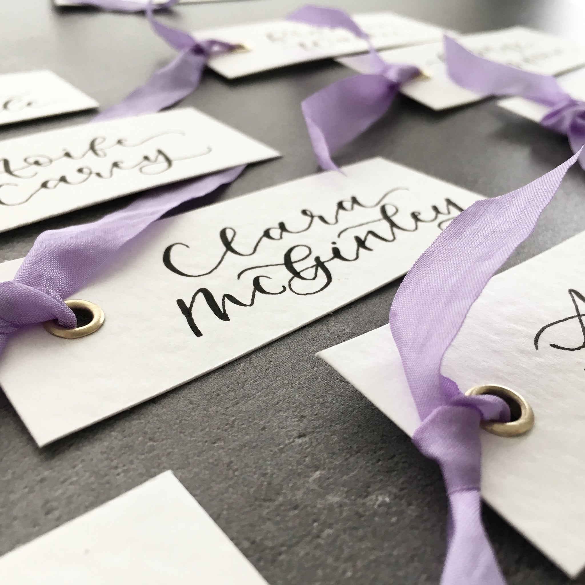 Purple Silk Place Cards