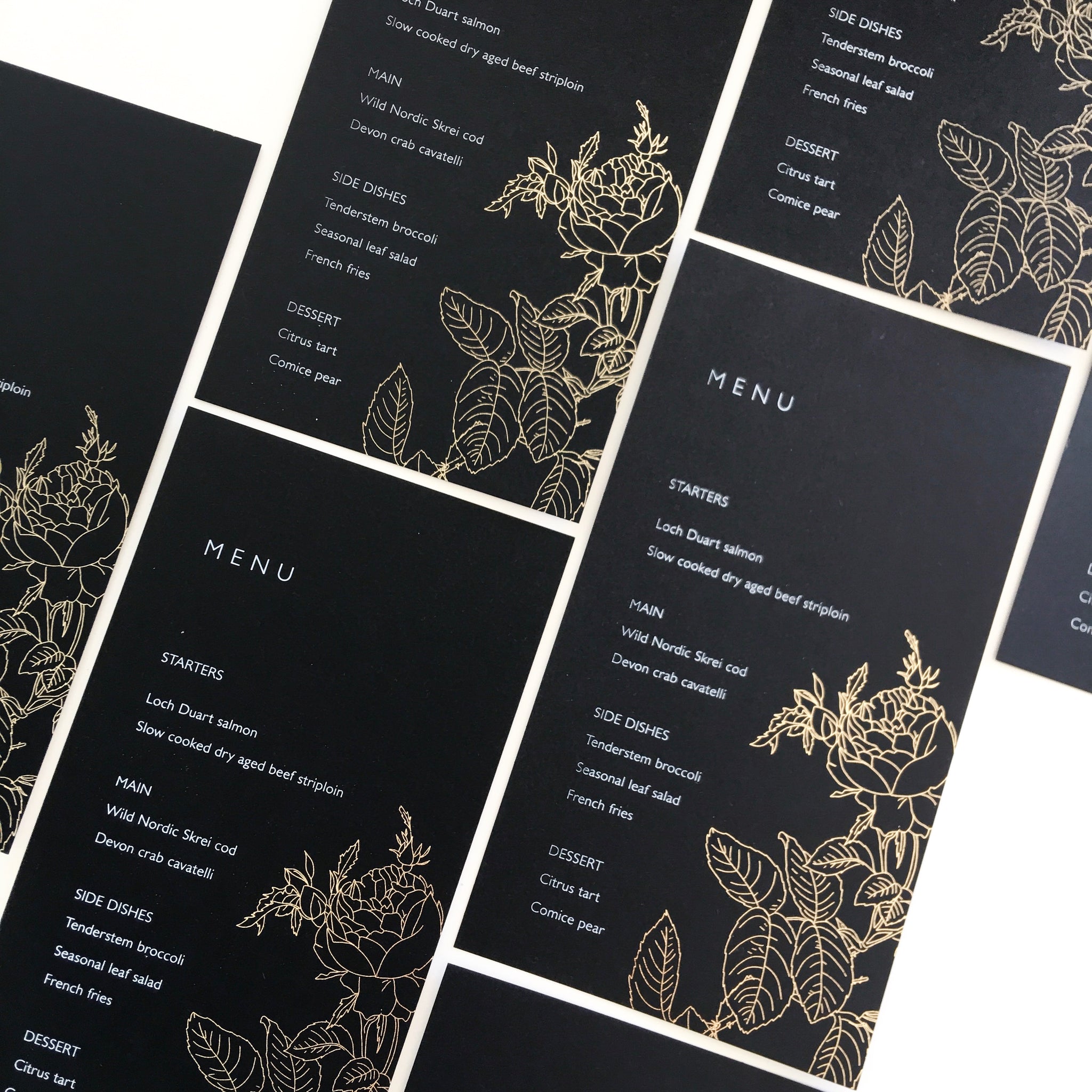 black wedding menu