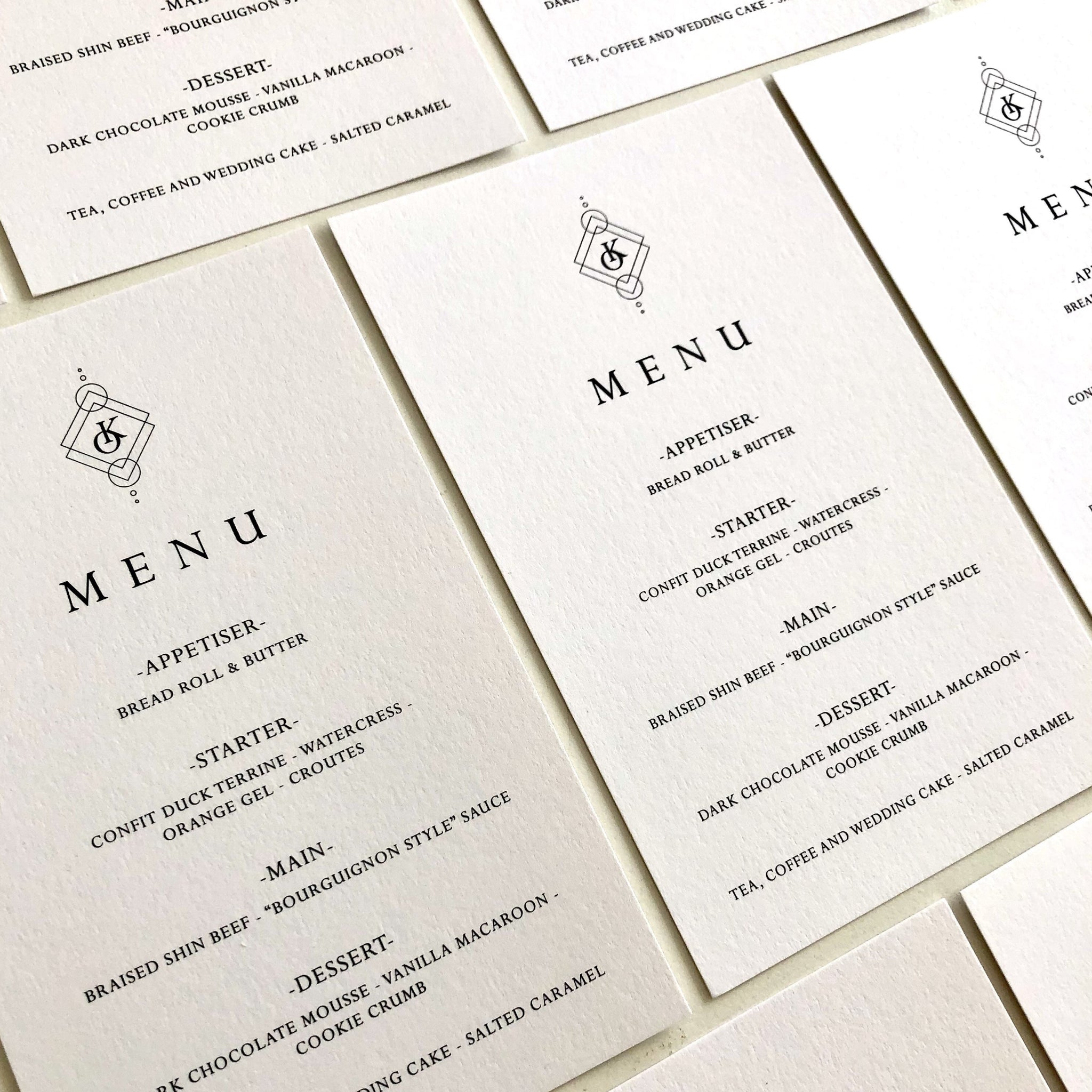 Geometric wedding menu