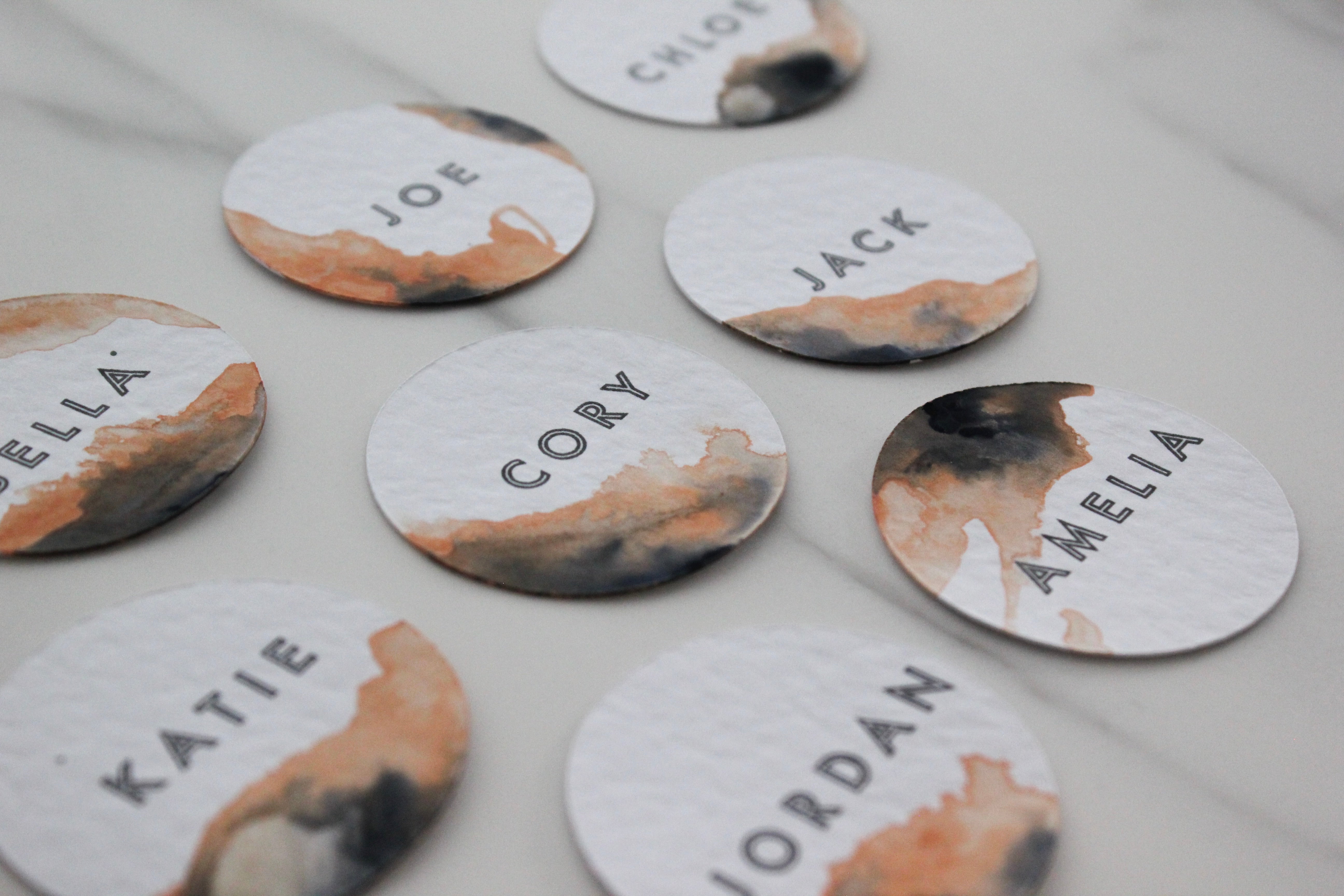 Peach Watercolour Place Cards