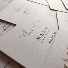 Load image into Gallery viewer, gold wedding menu