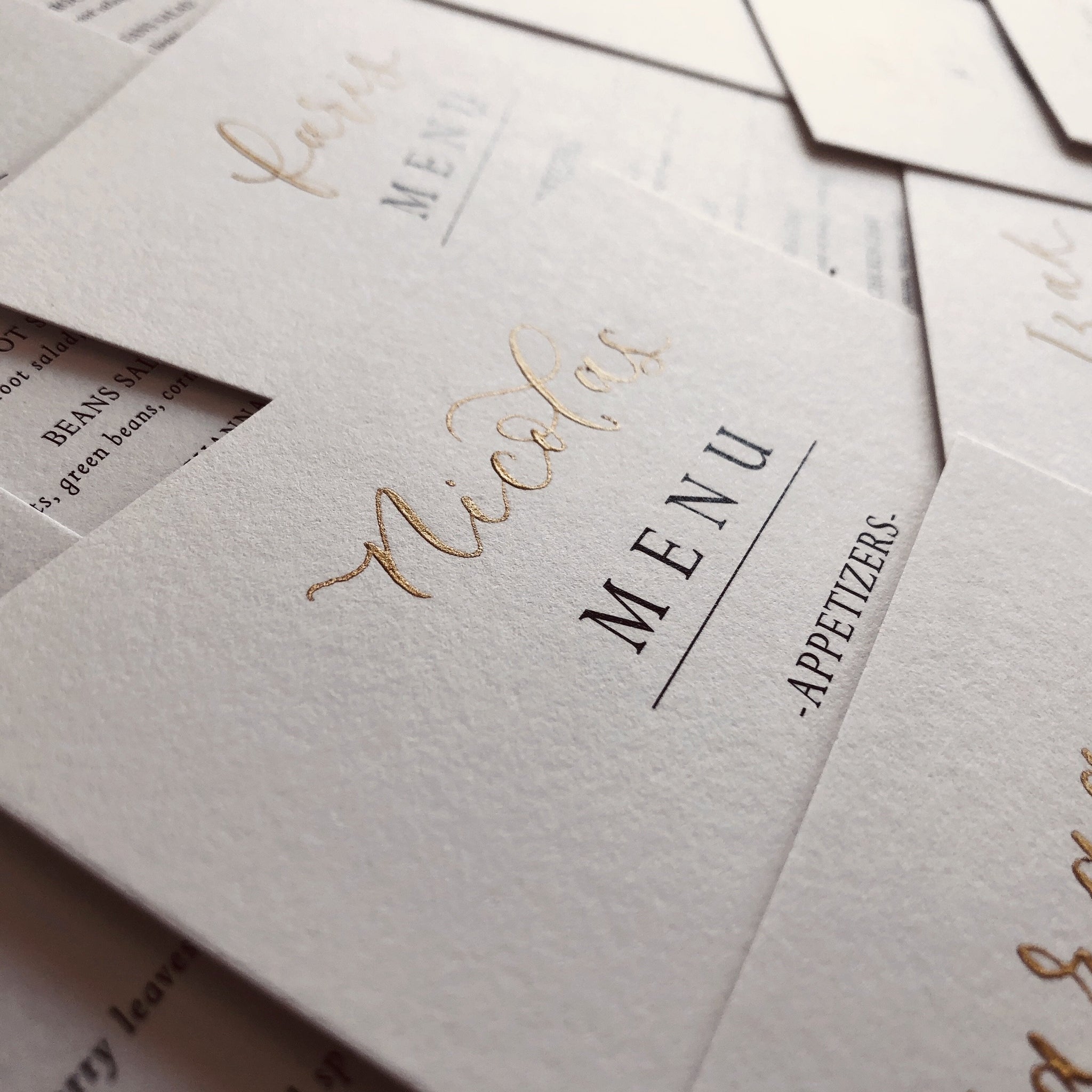 gold wedding menu
